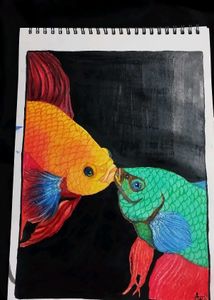 Betta Fish Painting On A4