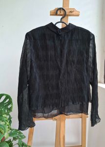 Sheer Black Blouse with Peter Pan Collar