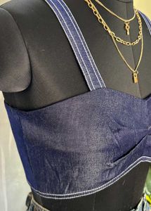 Dance with me - crop top in denim blue