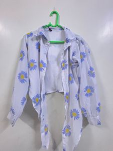 Daisy Print Tie-Front Top