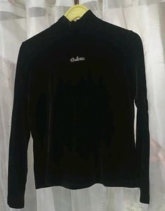 Velvet Black Half Turtle Neck Shirt