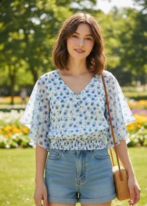 Floral Tie-Front Top