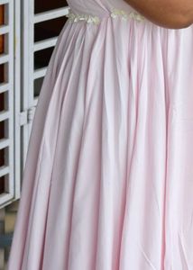 Baby Pink Long Frock With Pearl Details Photoshoot