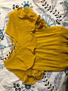 Beautiful Cross Back Mustard Top For Everyday