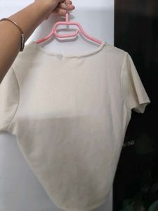 Cute Beige Drawstring Top