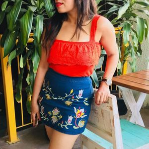 Designer Embroidered Cute Mini Skirt