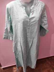 xxl silver zari print sky blue kurta