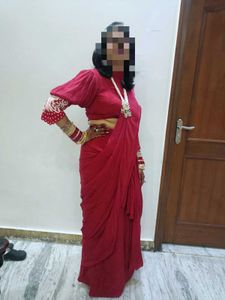 Elegant Red Saree ready to wear