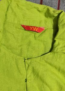 Green Flamingo Print Kurta