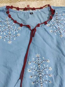 Blue Embroidered Skirt Set