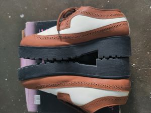 Roadster Brown&amp;White Colourblocked Platform Derbys