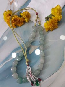 Aqua Jade precious Stone handmade Necklace