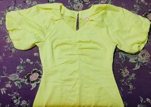 Lime Puff Sleeve Mini Dress