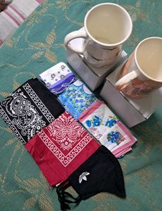 2 Mugs 6 Hankerchief And a Mask
