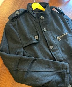 Stylish Black Wool Blend Coat (M)