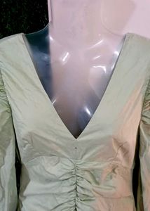 VTG Pistachio Gathered Ruched Dress