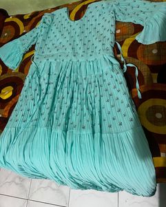 Aqua Pleated Butterfly Dress