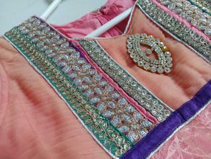 Coral Net Anarkali suit