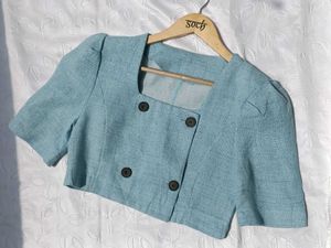 Korean Cropped Blazer Top 💙
