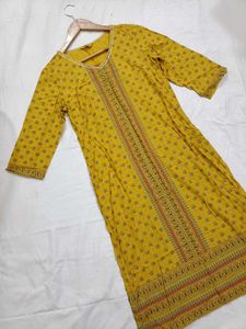 Elegant Yellow Printed Kurta