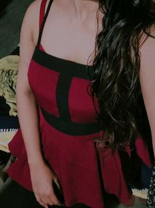 Chic Burgundy Peplum Top