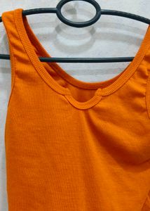 Orange Ribbed Tank Top