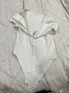 h&amp;m scoopback White Short Sleeve Bodysuit
