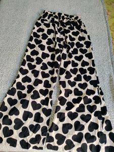 Heart Print Wide Leg Pants