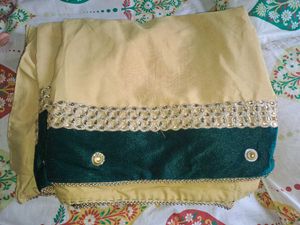 Preloved- Golden Saree With Embellished Border