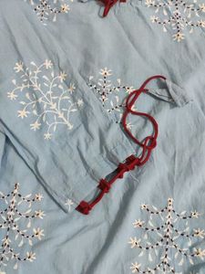 Blue Embroidered Skirt Set
