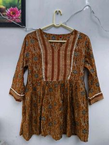 Floral Print Brown Top