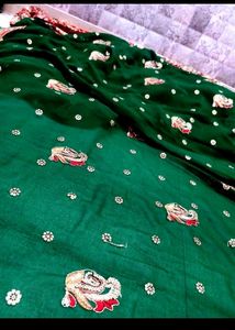 Enchanted Green Designer Saree With Intricate Emb.