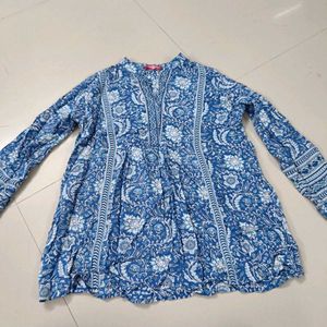 Blue Floral Print Top