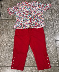 Floral Capri Pajama And Top Set