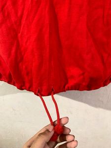 Red Oversized Sweater With Pockets And Cap