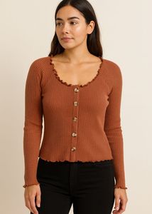 waffle knit crop top 🤎