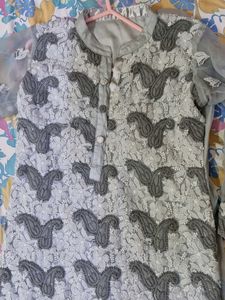 Elegant Grey Lucknowi Kurta