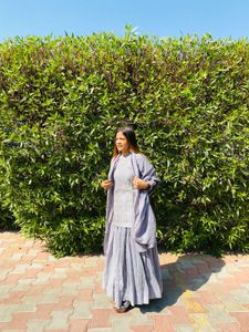 Gray Top and Sharara Set