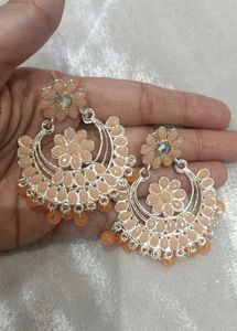 Peach Floral Earrings
