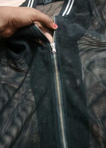 Black Mesh Bomber Jacket