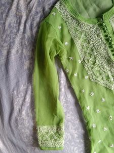 Lime Green Embroidered Kurti🌿💚✨