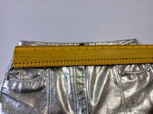 Metallic Silver Cropped Pants