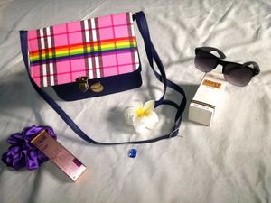 Rainbow Plaid Crossbody Bag