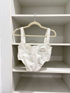 Zara White Denim Corset Top