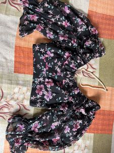 Korean Floral Crop Top