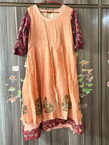 Peach Printed Kurta