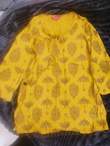 Yellow Printed Tunic Top