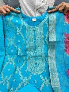 Teal Embroidered Kurta Set