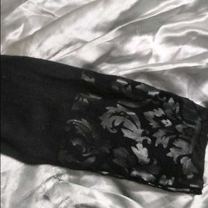 Elegant Black Turtleneck Top with leather print