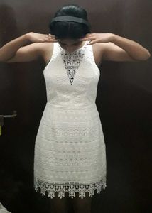 White Lace Mini Dress